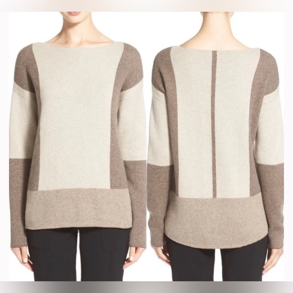 Vince Intarsia Wool/Cashmere Color Block Sweater. Women’s Size Large